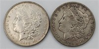 (2) 1890 O&P Morgan Silver Dollar