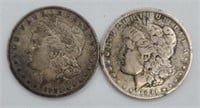 (2) 1891 O & P Morgan Silver Dollar