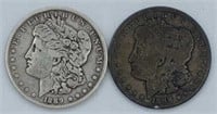(2) 1888 & 1889 O Morgan Silver Dollars