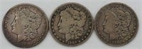 (3) 1901 S, S & O Morgan Silver Dollars