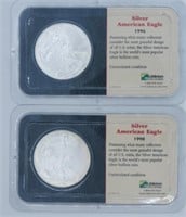 1996 & 1998 UNC Silver American Eagle