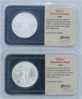 1993 & 2000  UNC Silver American Eagle