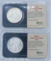 1987 & 1992  UNC Silver American Eagle