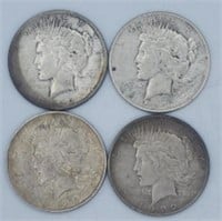 Four (4) 1922 & 1923 U.S. $1 Silver Peace Dollars
