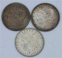 Three (3) 1921 U.S. $1 Silver Morgan Dollars