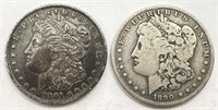 1890-O & 1891 Morgan Silver Dollars