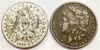 1881 & 1884-O Morgan Silver Dollars