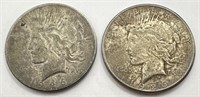 (2) 1926-S Peace Silver Dollars
