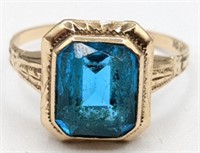 Antique Ladies 10K Yellow Gold Blue Sapphire Ring