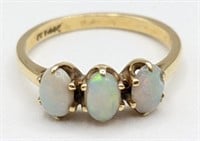 Ladies 14K Yellow Gold Three Opal Cocktail Ring