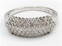 Ladies 10K White Gold Diamond Cluster Ring