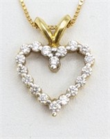 Ladies 18K Yellow Gold Diamond Heart Necklace