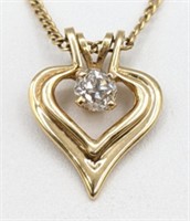 Ladies 14K Yellow Gold Heart Necklace