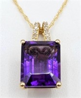Ladies 14K Yellow Gold Amethyst Necklace