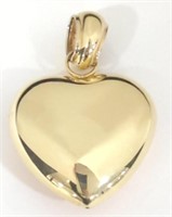 Ladies Italian 14K Gold Puffed Heart Pendant