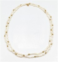 Ladies 14K Yellow Gold Freshwater Pearl Necklace