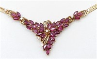 Ladies 14K Yellow Gold Ruby Necklace