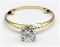 14K Yellow Gold .50 Carat Diamond Solitaire Ring