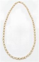 Ladies 20" 14K Yellow Gold Caged Pearl Necklace
