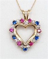Ladies 10K Yellow Gold Gemstone Heart Necklace