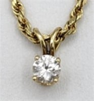 14K Yellow Gold Rope Chain Diamond Necklace