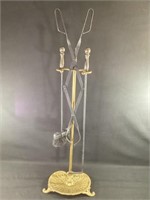 Vintage Brass Fire Place Stand and Utensils