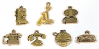 (7) 10K Yellow Gold Telephone Related Charms