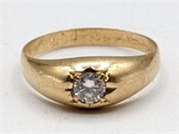 Vintage Ladies 14K Yellow Gold White Sapphire Ring