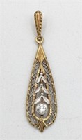 Vintage 14K Yellow Gold Diamond Pendant