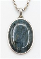 Ladies Sterling Silver Labradorite Pendant & Chain