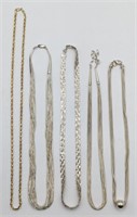 Lot Of Five Sterling Silver Necklaces