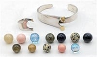 Sterling Silver & 14K Gold Bracelet & Ring Set