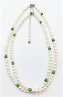 Sterling Silver Clasp Pearl  & Agate Necklace