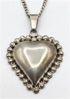 Ladies Sterling Silver Heart Pendant & Chain