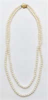 Ladies 14K Yellow Gold Clasp Pearl Necklace