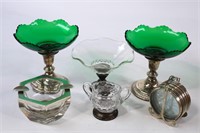 (6) Mixed Sterling Silver & Glass Table Items