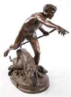 Bronze Sculpture "Au Loop" By Louis Auguste Miolin