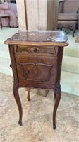 French Louis XV Style Bedside Table With Marble