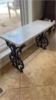 Cast iron and marble top bench 25x12x16