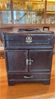Vintage jewelry box full of sewing supplies,
