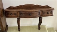 Antique Carved oak wall table shelf with drawers
