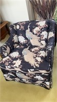 Vintage navy blue peacock & floral chair, Living