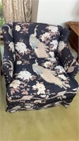 Vintage navy blue peacock & floral chair, Living