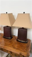Set of table lamps, ceramic looks like leather,