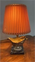 Vintage marble based small table lamp, silver