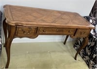 Provincial oak wood writing desk, cross hatch