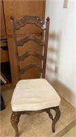 Antique French country wood ladder back chair