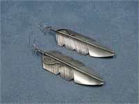 Chris Charley Sterling Silver Feather Earrinngs