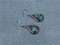 Sterling Silver Kingman Turquoise Earrings