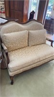 Vintage French Country loveseat settee, wood